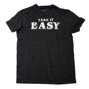 Aeropostale Take It Easy Graphic Tee Mens Medium Black Short Sleeve T-Shirt